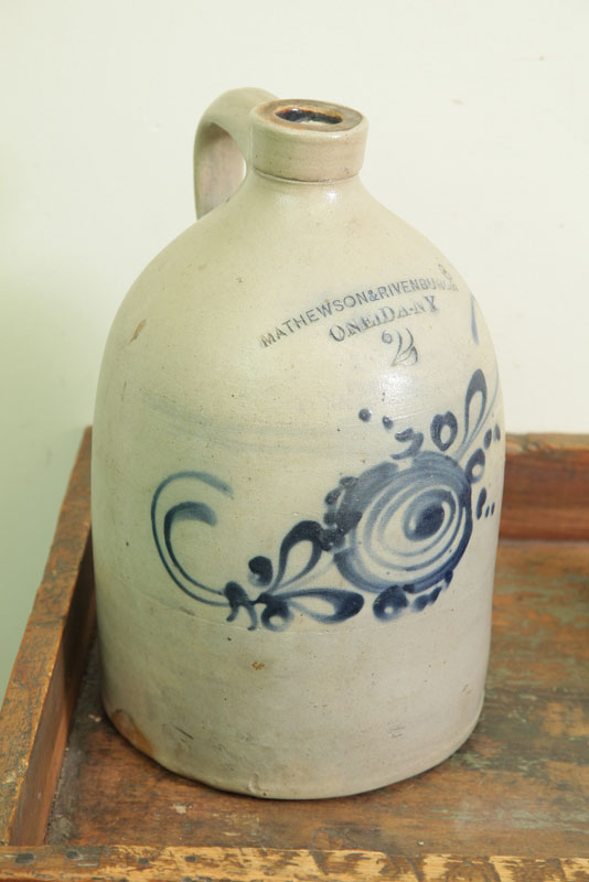 Appraisal: TWO GALLON STONEWARE JUG Impressed ''Mathewson Rivenburgh Oneida N Y