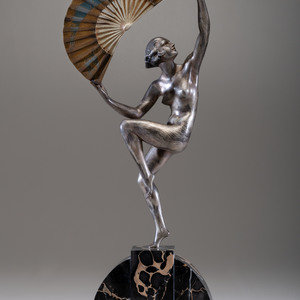 Appraisal: Marcel Andr Bouraine French - Femme a l'eventail Sculpture bronze