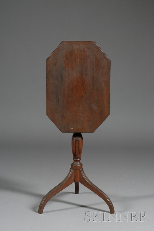 Appraisal: Federal Mahogany Turned and Carved Tilt-top Candlestand New England c