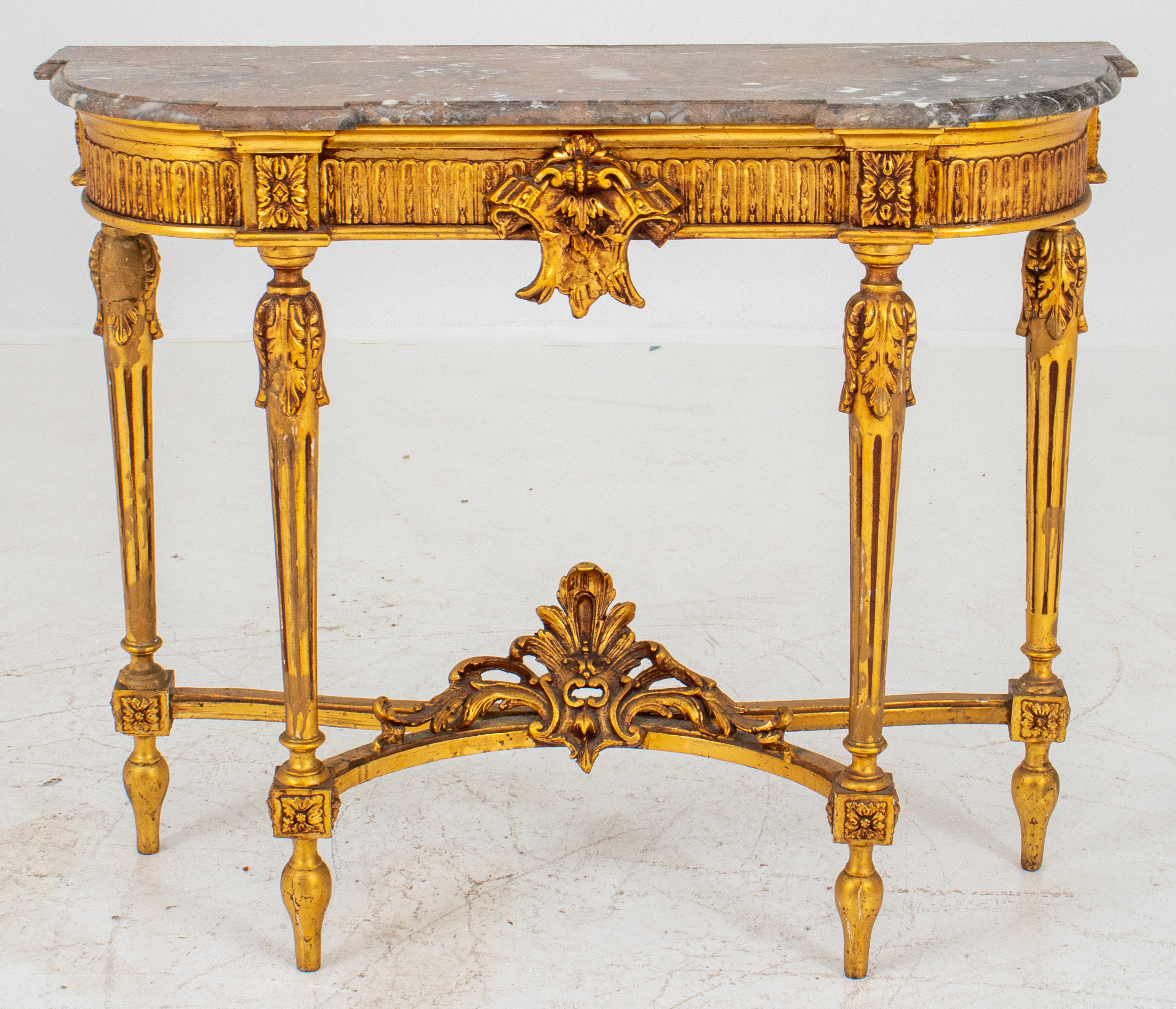 Appraisal: LOUIS XVI STYLE GOLD-PAINTED CONSOLE Louis XVI style gold-painted console