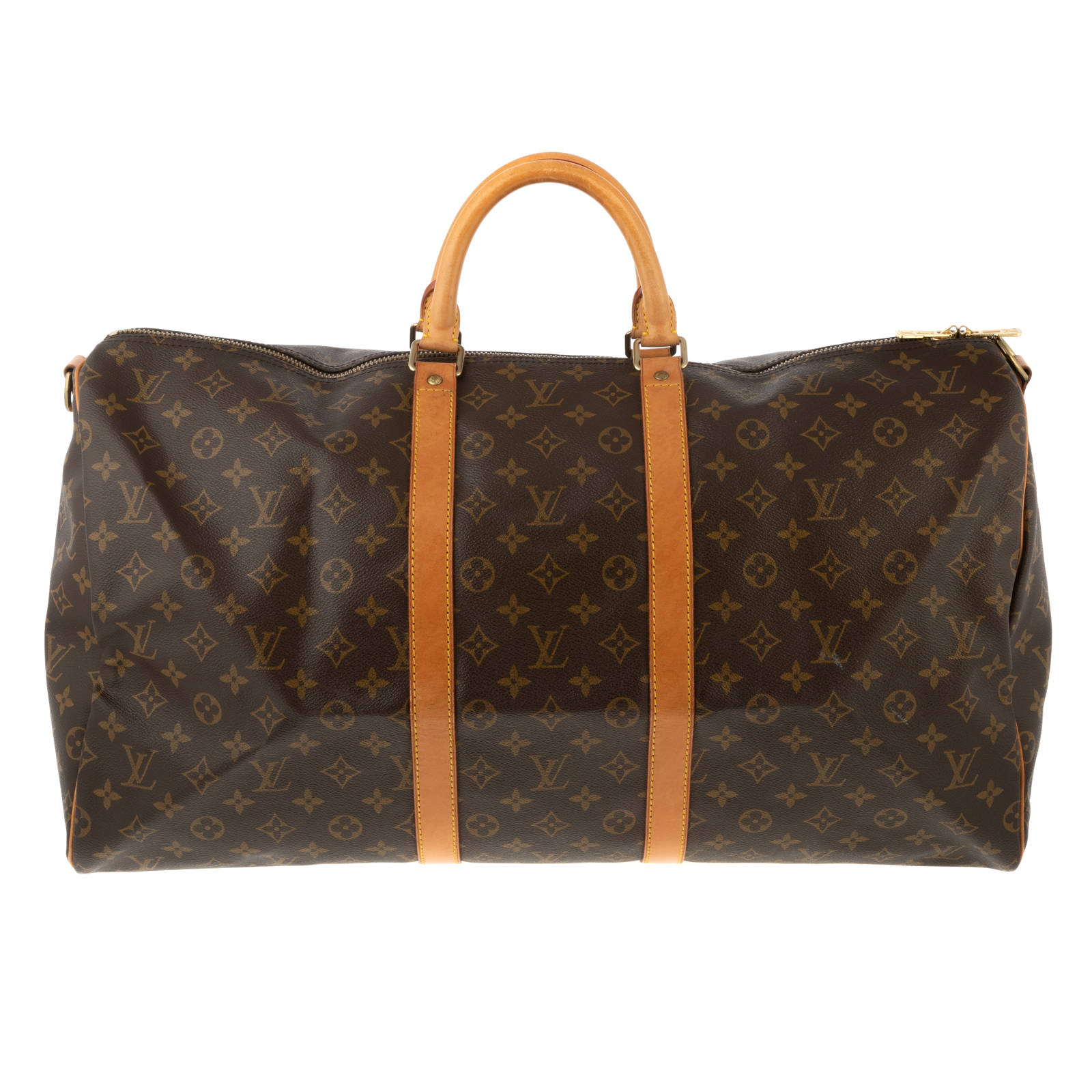 Appraisal: A LOUIS VUITTON MONOGRAM KEEPALL BANDOULIERE A brown and tan