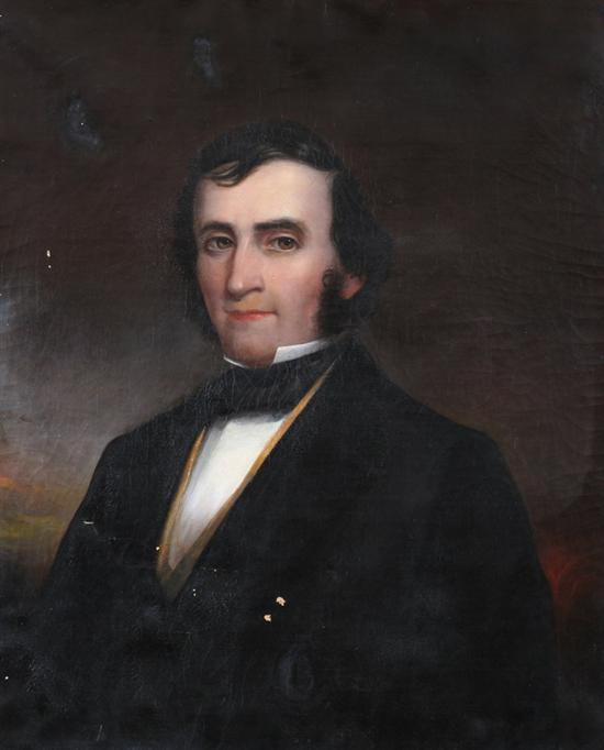 Appraisal: AMERICAN SCHOOL th century PORTRAIT OF A GENTLEMAN WITH BLACK