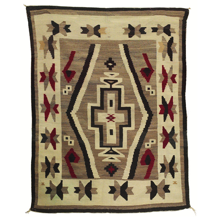 Appraisal: Navajo rug geometric pattern in gray brown and red some