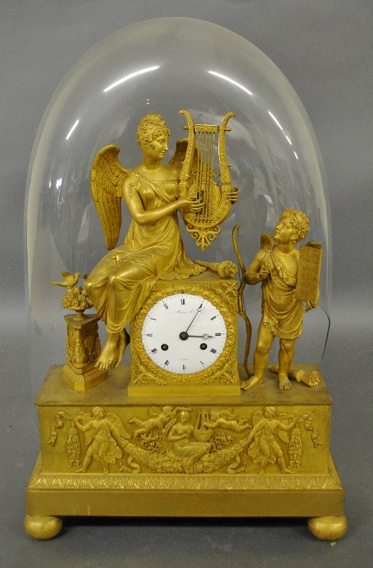 Appraisal: - French gilt metal figural mantle clock th c with