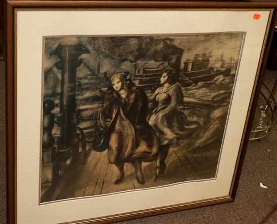 Appraisal: Reginald Marsh ''Lackawanna Ferry '' print framed Estimate - No