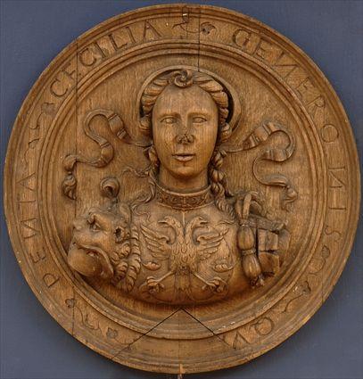 Appraisal: NORTHERN RENAISSANCE-STYLE CARVED OAK RONDEL PENTA CECILIA GENERONTS Centered by