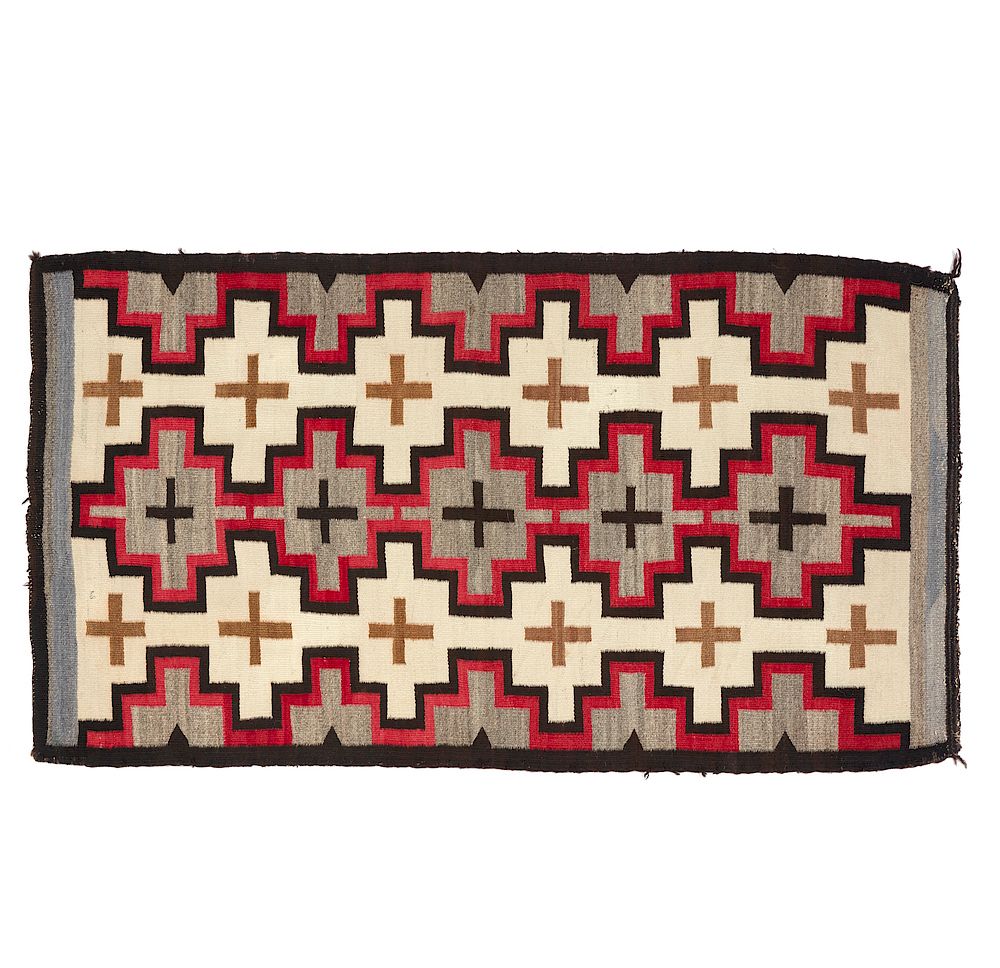 Appraisal: Navajo Rug Polychrome Navajo rug with geometric design Dimensions x