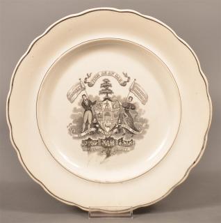 Appraisal: Staffordshire China Temperance Society Plate Staffordshire China Black Transfer Temperance