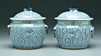 Appraisal: Two Chinese porcelain storage jars scrolling lotus design below key