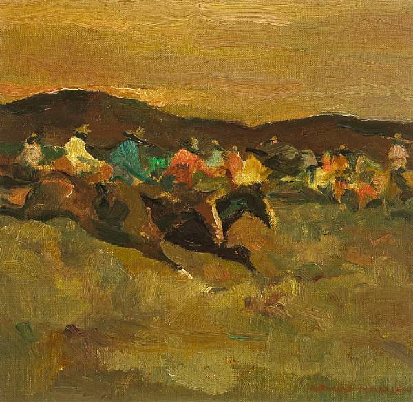 Appraisal: Armin Hansen American - Cowboy race signed 'Armin Hansen' lower