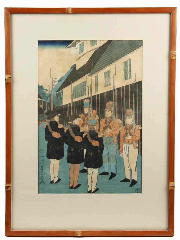 Appraisal: JAPANESE WOODBLOCK - Yokohama-e Western Subject Oban Tate-e of French