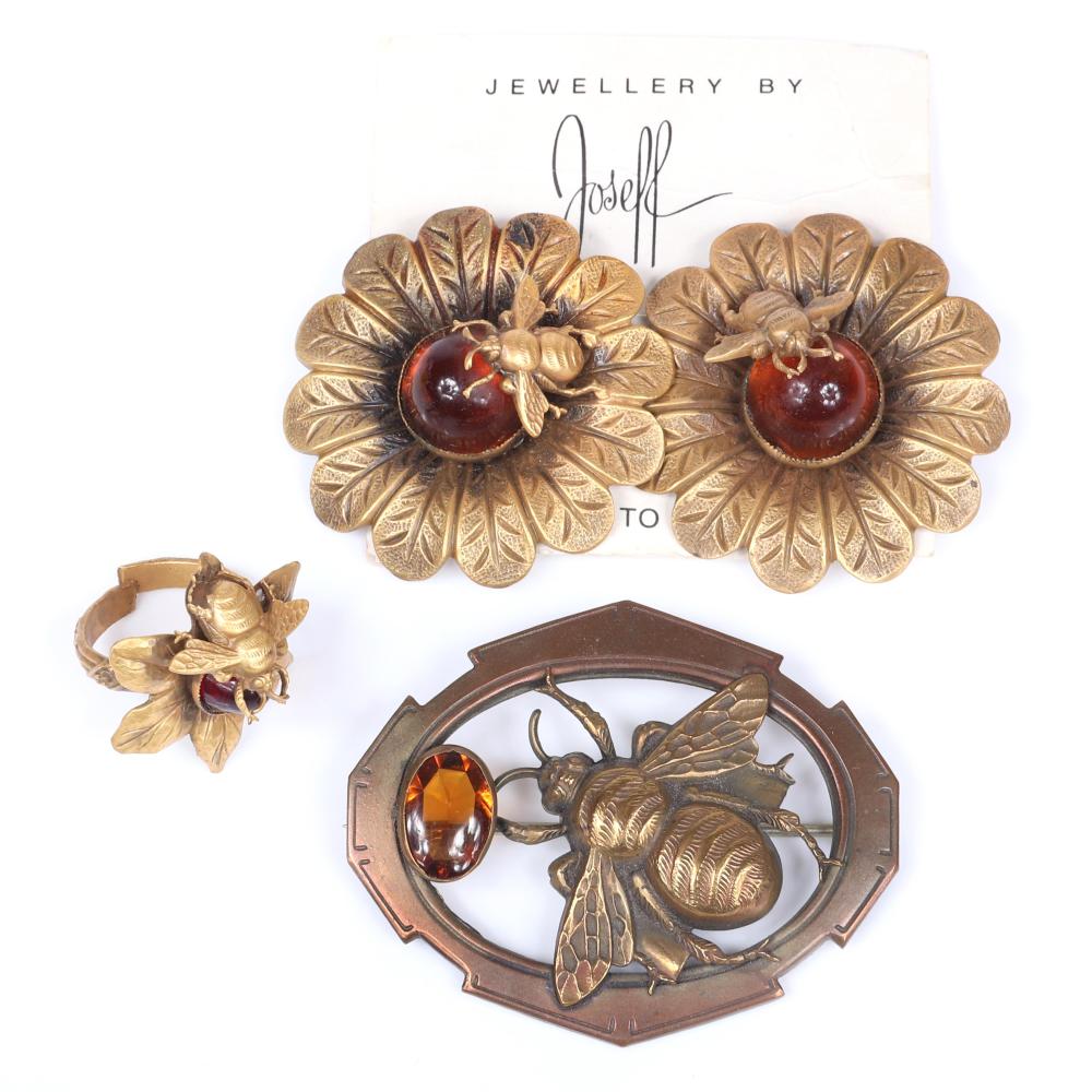 Appraisal: JOSEFF OF HOLLYWOOD PC BUMBLE BEE GROUP LARGE FLOWER EARRINGS