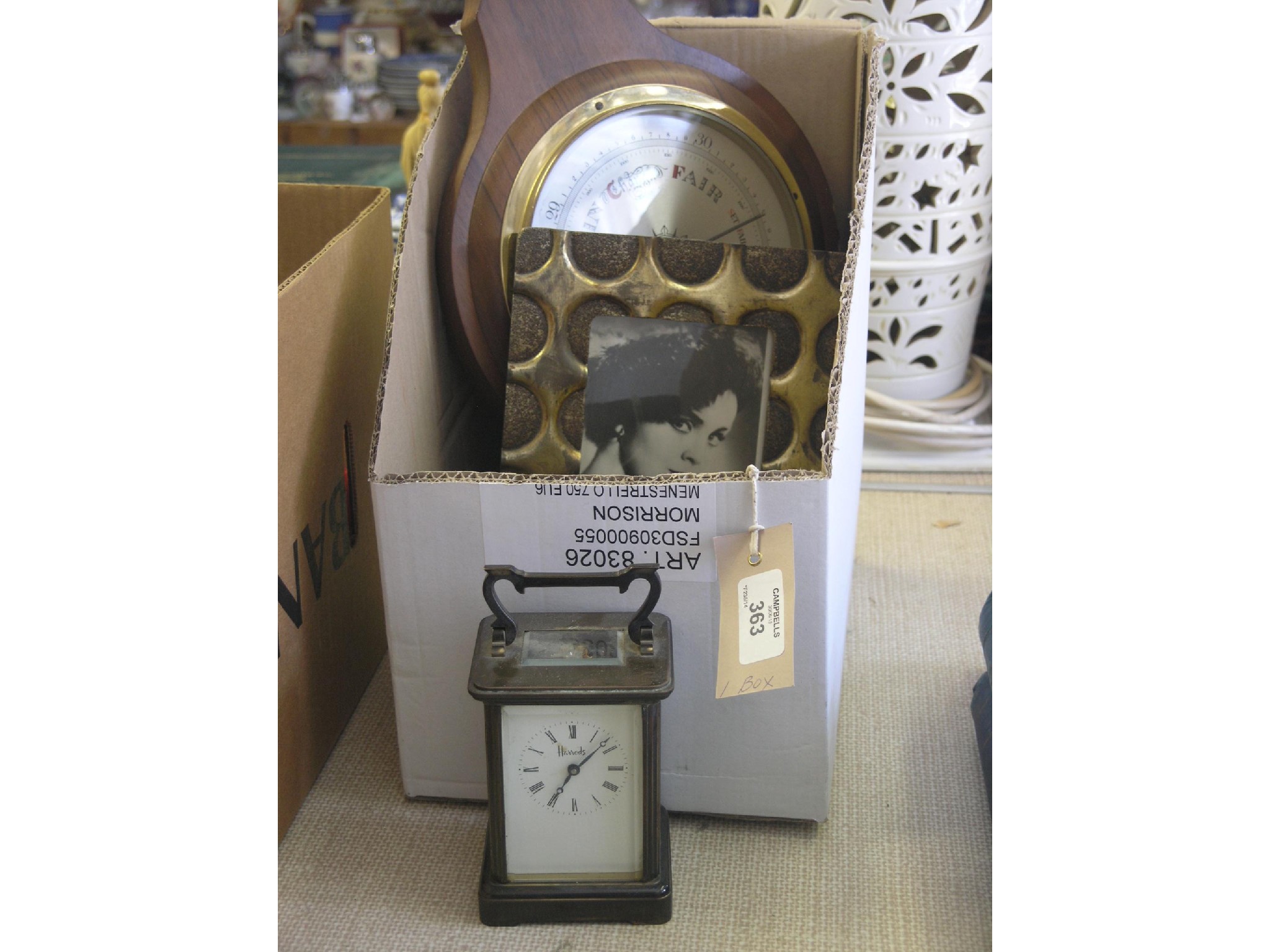 Appraisal: An Harrod's brass carriage clock timepiece movement with key in