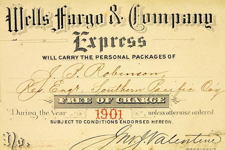 Appraisal: Wells Fargo Co Exchange Ticket This ticket was issued to