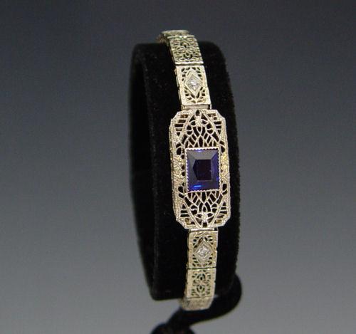 Appraisal: K ART DECO FILIGREE BRACELET K white gold art deco