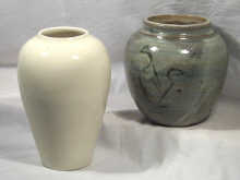 Appraisal: A white crackle glaze vase raised unascribed mark to base