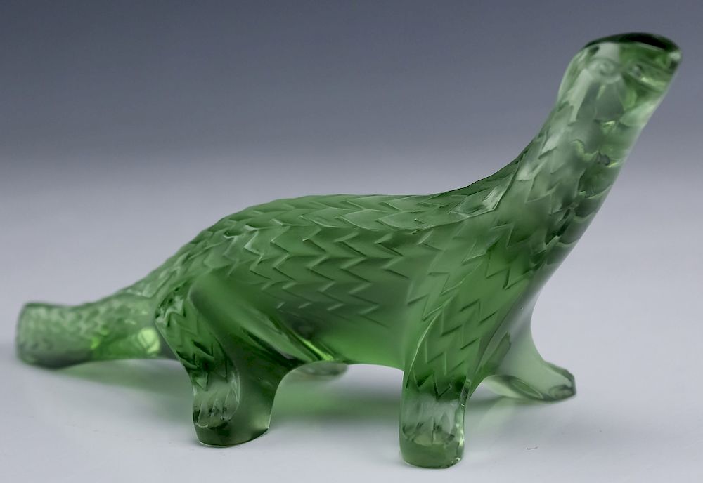 Appraisal: Lalique French Green Crystal Salamander Figurine Guaranteed Authentic Lalique French