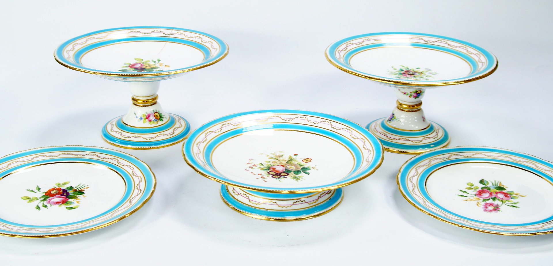 Appraisal: A late thC Minton dessert service each having turquoise and