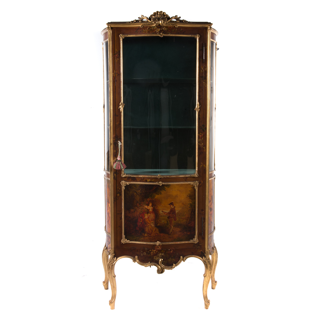 Appraisal: Louis XV style Vernis Martin parcel gilt vitrine early th