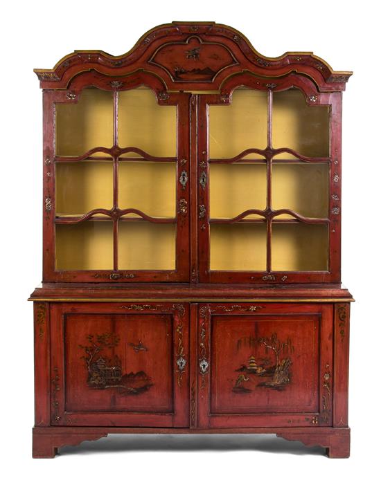 Appraisal: Sale Lot A George III Red Lacquered Chinoiserie Bookcase early