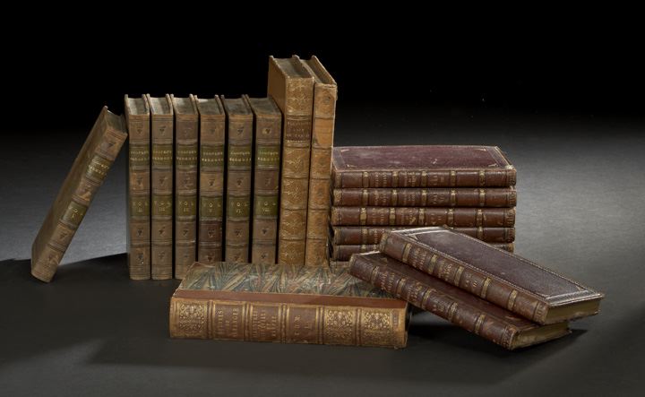 Appraisal: Collection of Eighteen Leather-Bound th-Century Decorative Bindings all with gilt