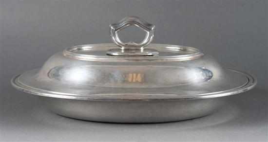 Appraisal: American neoclassical style sterling silver elliptical covered entree dish Tiffany