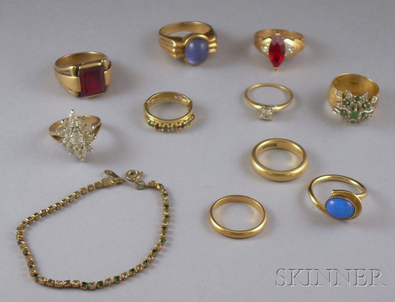 Appraisal: Group of Mostly Gold Rings including a kt gold and