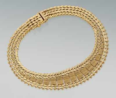 Appraisal: A Ladies' Gold Bracelet k yellow gold bracelet with chevron