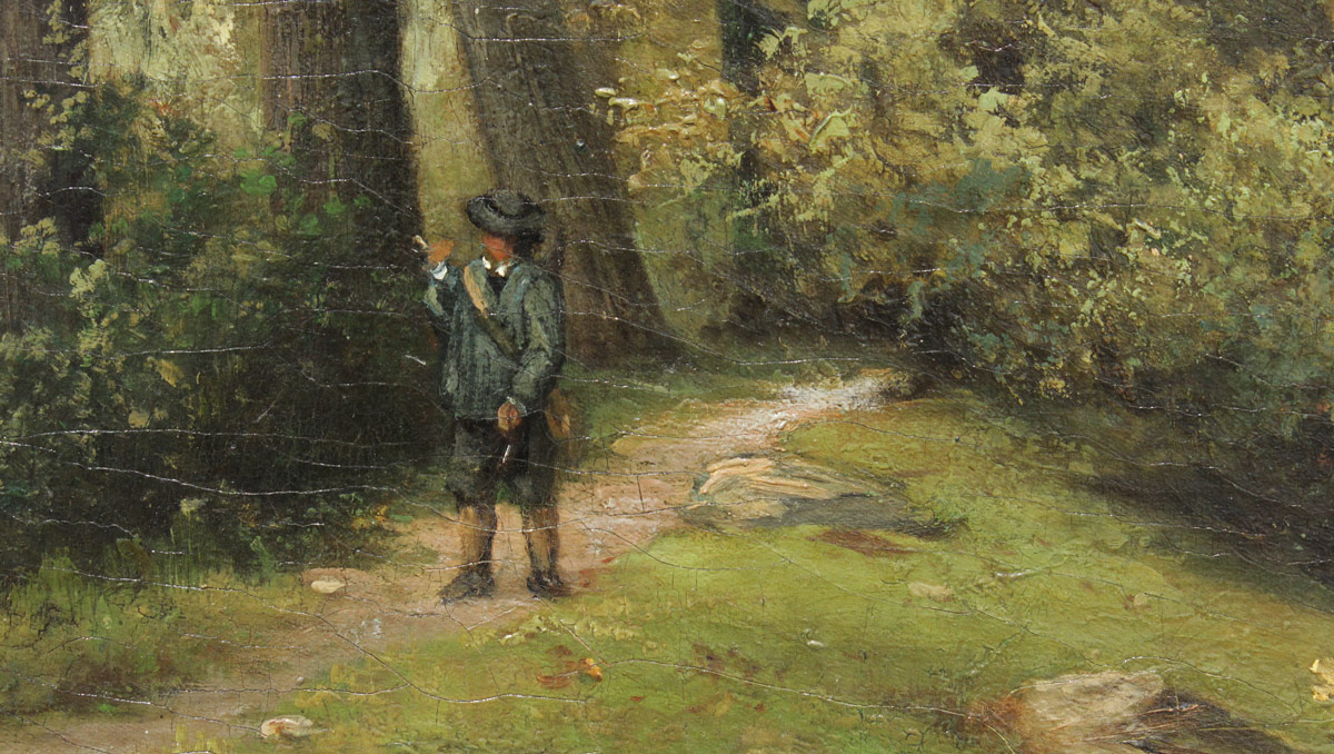 Appraisal: BAERDEMAECKER Felix Belgian - Man on a forest path Oil