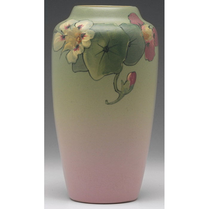 Appraisal: Weller Hudson vase colorful floral decoration in a matt glaze