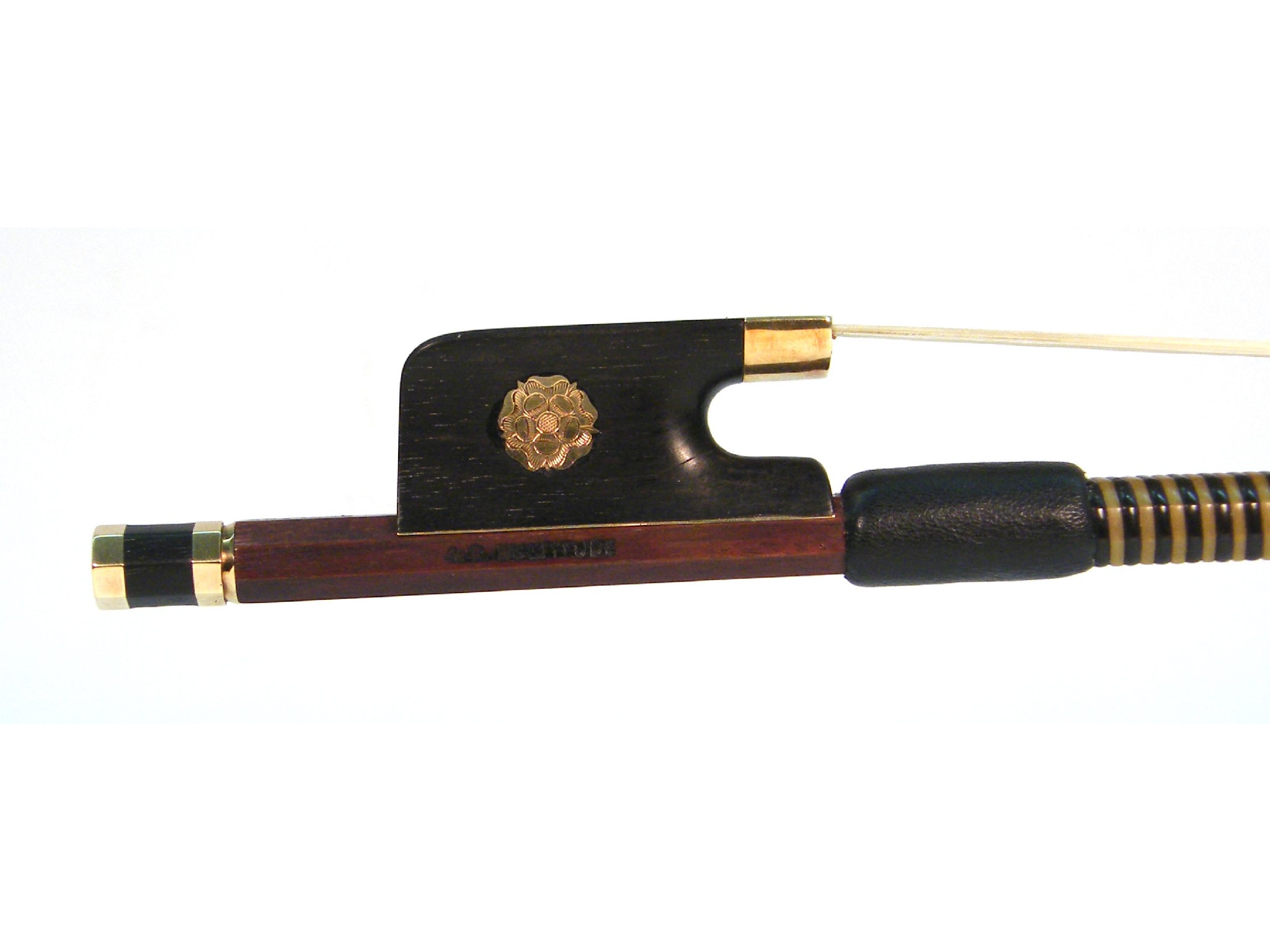 Appraisal: Good gold mounted English violoncello bow by and stamped to