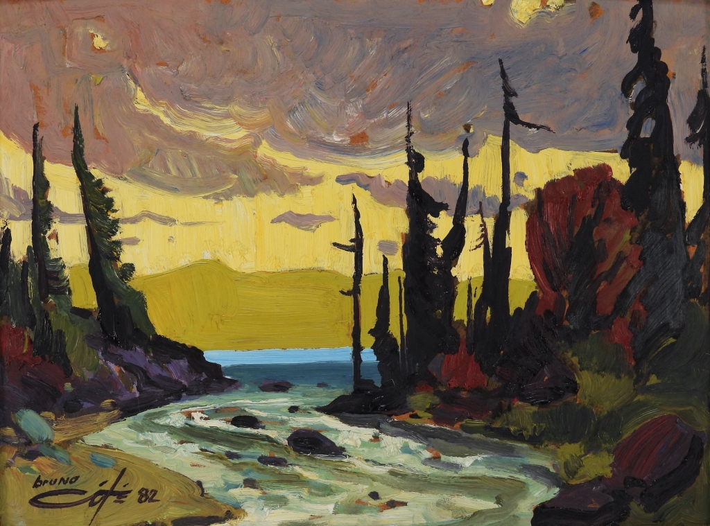 Appraisal: BRUNO COTE CANADIAN LAKE LANDSCAPE PAINTING Canada - Vivid landscape