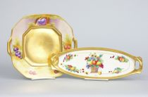 Appraisal: Lot of Two Pickard Decorated Trays Lot includes two handled