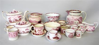 Appraisal: Collection of pink lustre tableware th century