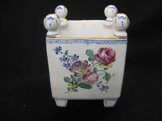 Appraisal: French Faience Pottery Planter fine floral footed signed V P