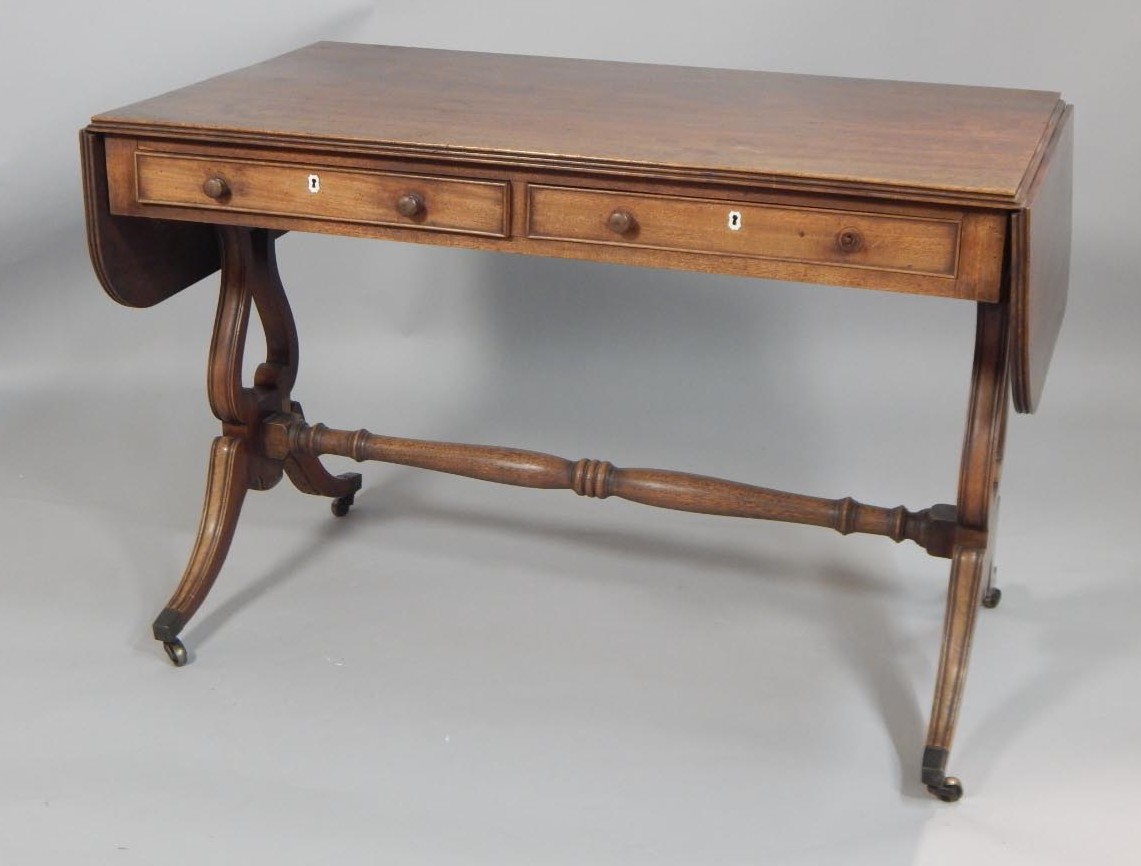 Appraisal: A thC mahogany sofa table the rectangular top with a