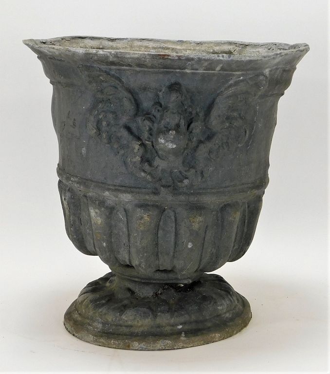 Appraisal: LG Italian Architectural North Wind Zinc Planter Italy Early th