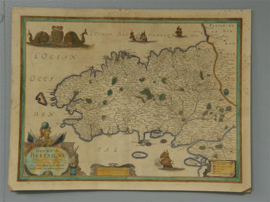 Appraisal: Duche de Bretagne' hand-coloured map Ioannem Iansonium PROVENANCE Thetis Blacker