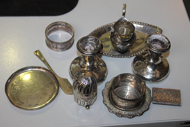 Appraisal: A SMALL COLLECTION OF MISCELLANEOUS SILVER WARES including a pair