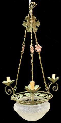 Appraisal: Italian four-light chandelier early th c having wrought iron spiral