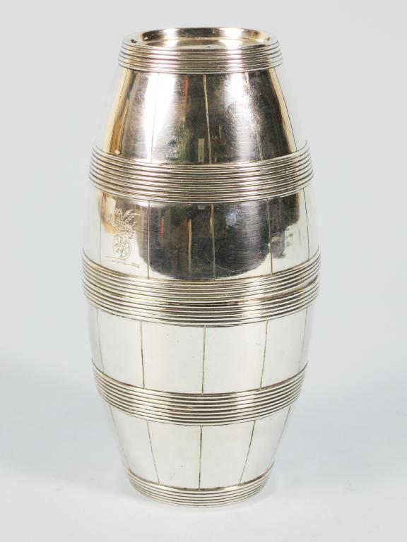 Appraisal: A Victorian Double Beaker of barrel shape with reeded bands