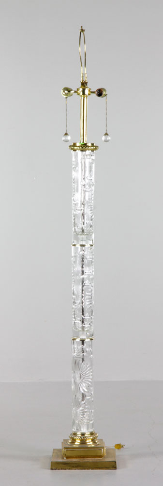 Appraisal: - Designer Crystal and Brass Floor Lamp Designer cut crystal