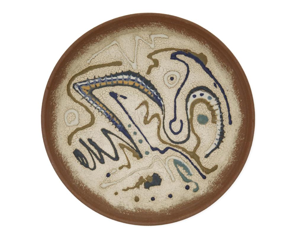 Appraisal: JACK MASON - STONEWARE CHARGER GLAZED CERAMIC H X DIA