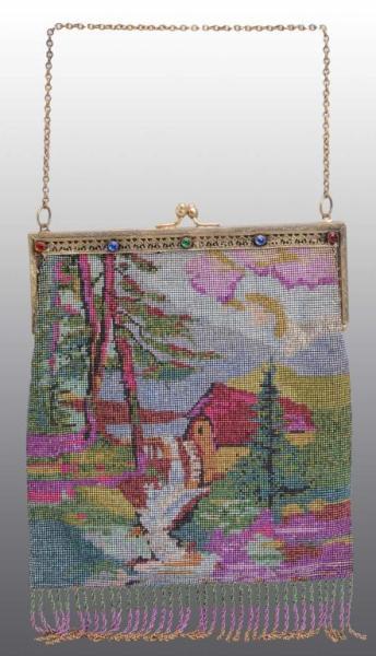 Appraisal: Beaded Victorian Lady's Purse with Scene of Horse Description Scene