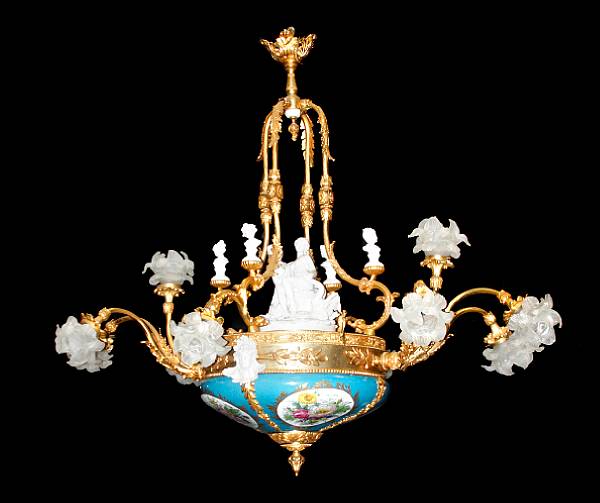 Appraisal: A Sevres style porcelain blanc de chine and gilt bronze