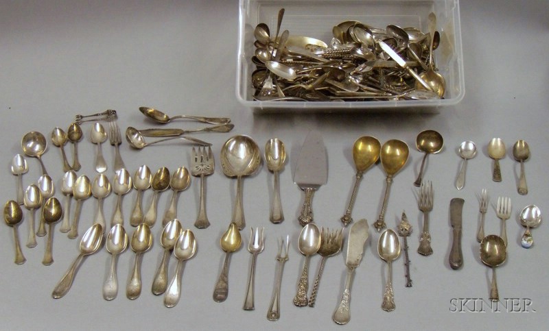 Appraisal: Large Group of Sterling Silver and Silver Plated Flatware a