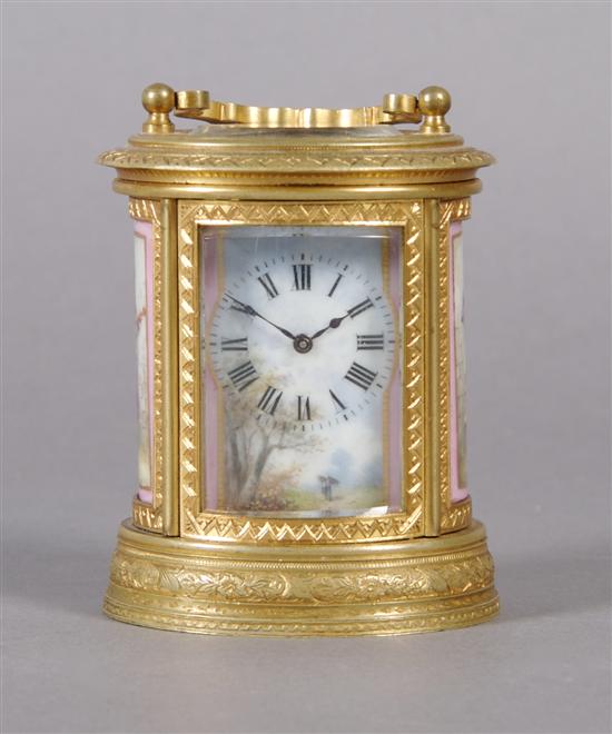 Appraisal: A French Gilt Bronze and Porcelain Mounted Carriage Clock retailed