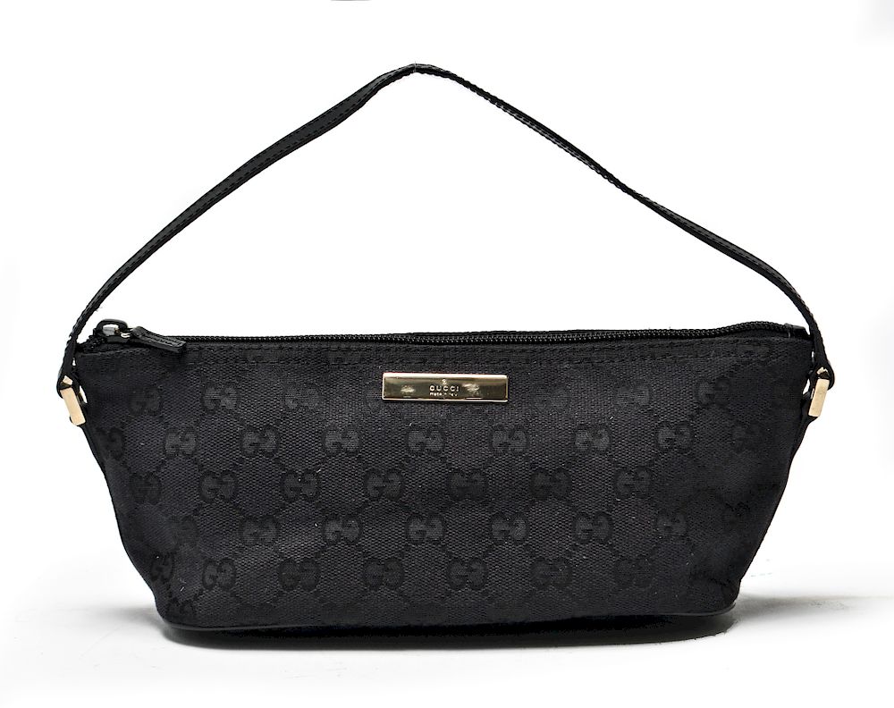 Appraisal: Gucci Black Canvas Monogram Toiletry Bag Gucci black canvas toiletry