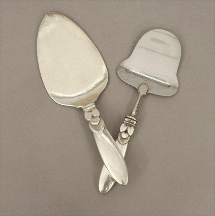 Appraisal: Georg Jensen Sterling Silver 'Cactus' Pattern Cheese Slice and Pie