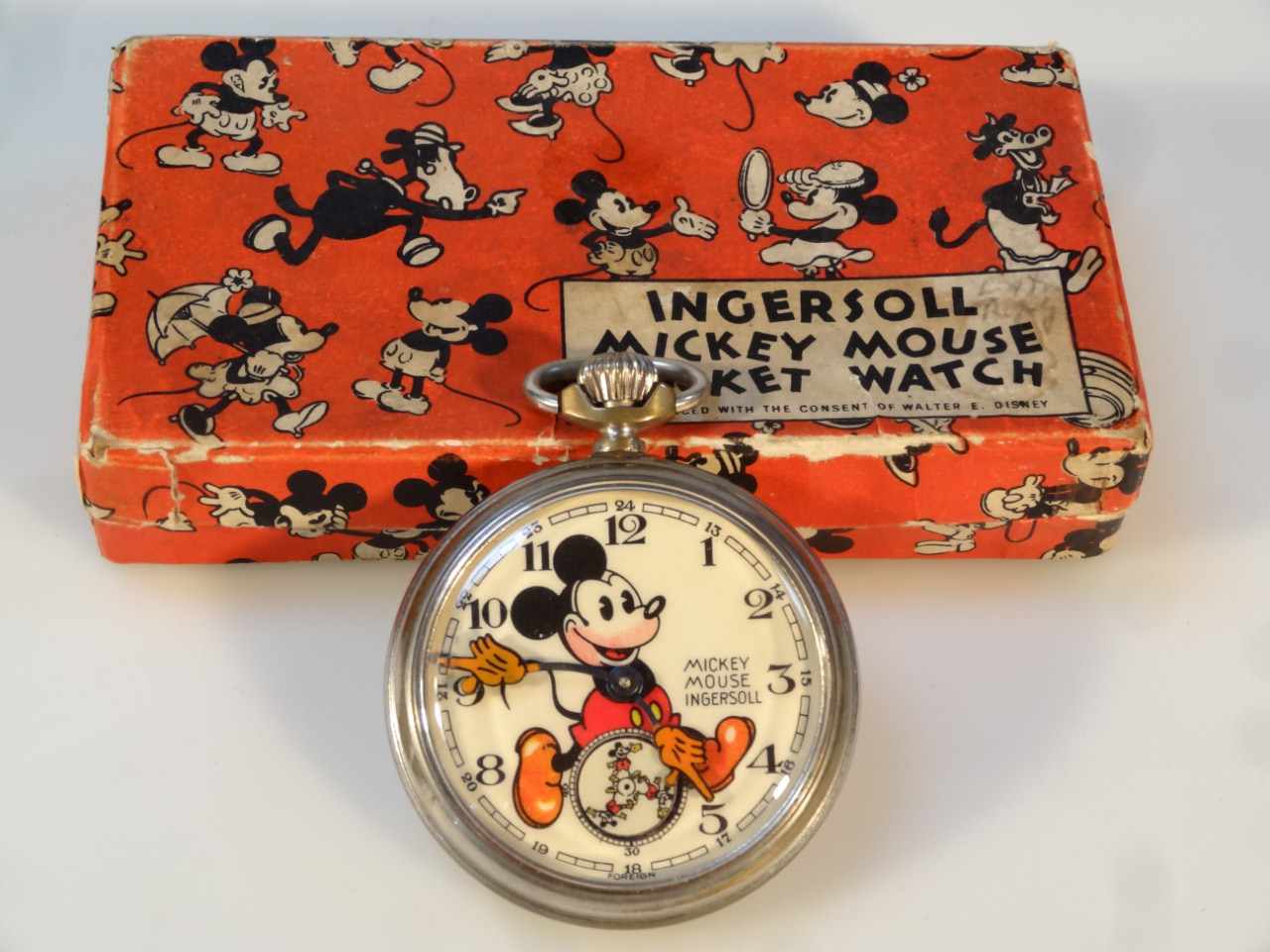 Appraisal: A mid- thC Mickey Mouse Ingersoll pocket watch the cm